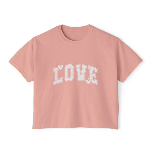 Love Boxy Tee — Women's Casual Pink Graphic Shirt