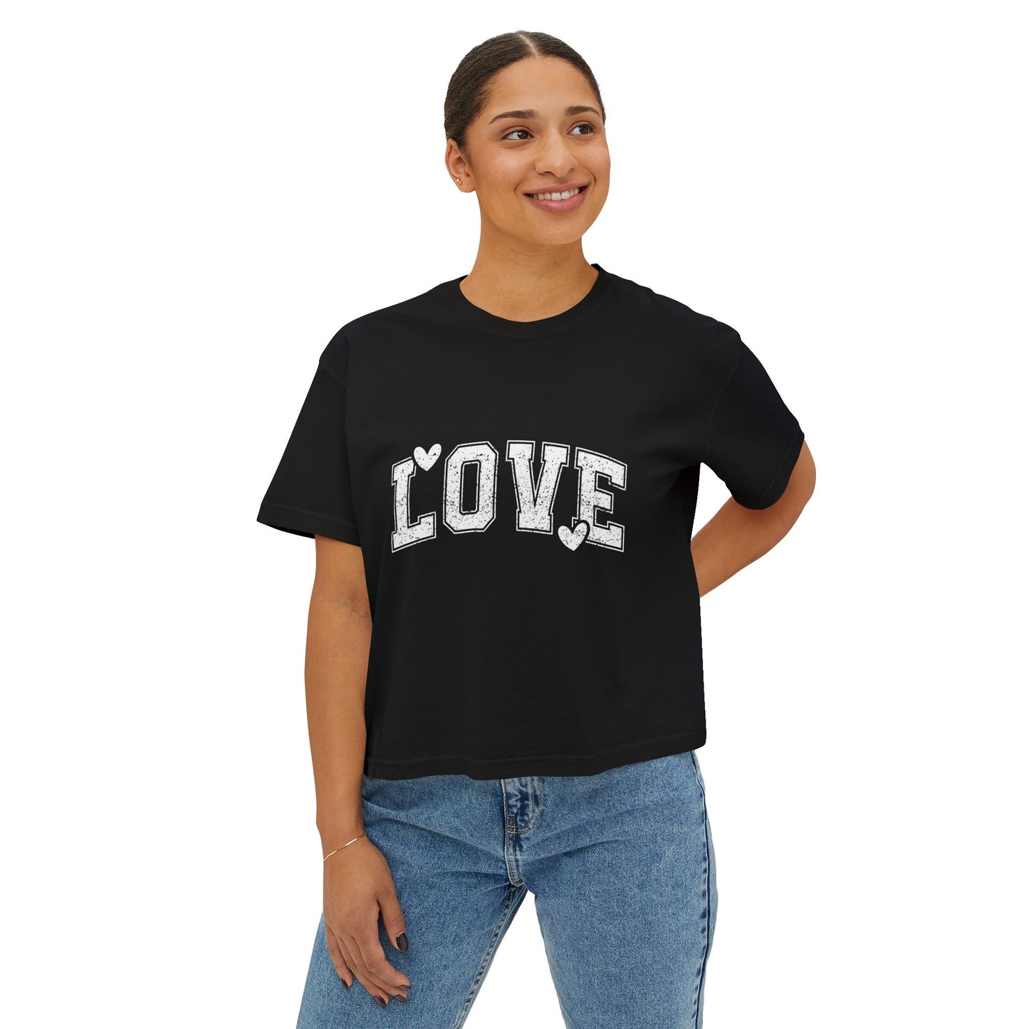 Love Boxy Tee — Women's Casual Pink Graphic Shirt